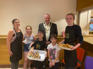 The Mayor with Sedgefield Youth Club at their coffee morning on 12 august 22