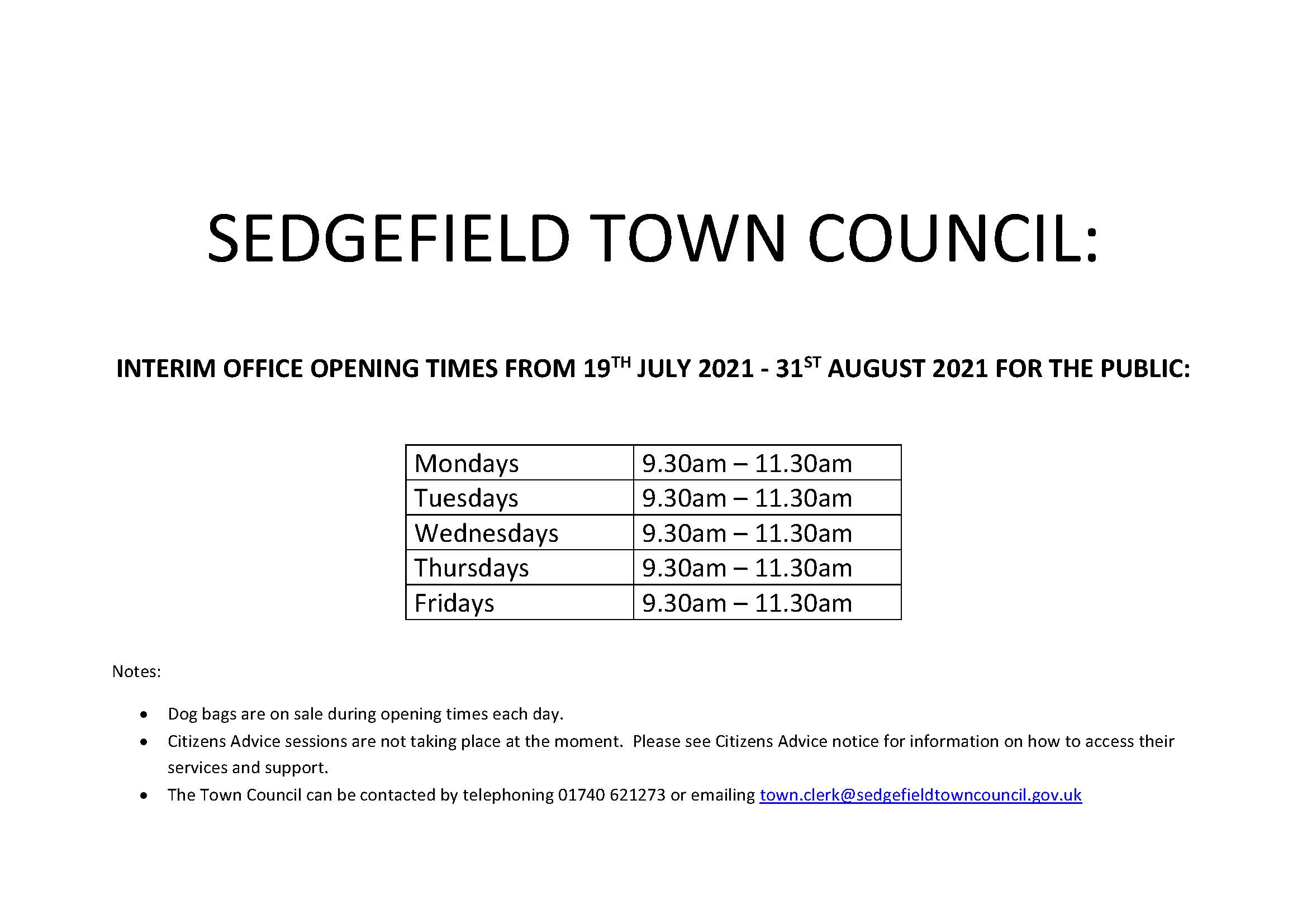 Office Opening Times