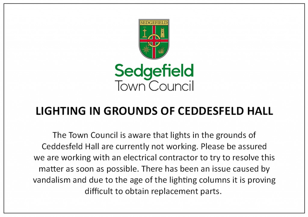 Ceddesfeld Hall Lighting Notice 220323