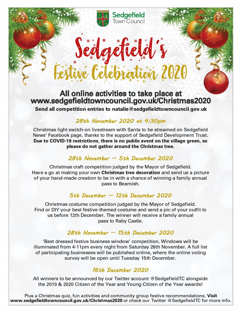 Sedgefield Festive Celebration 2020 Poster2