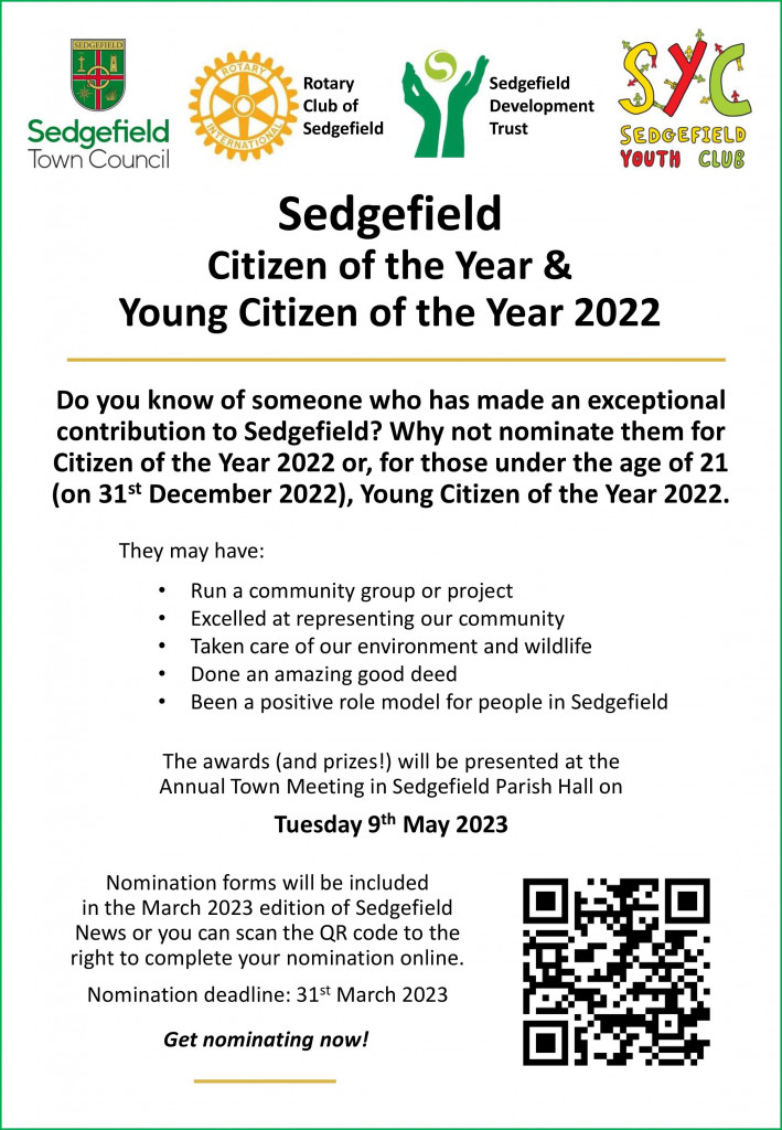 Sedgefield Young Citizen of the Year poster 2022