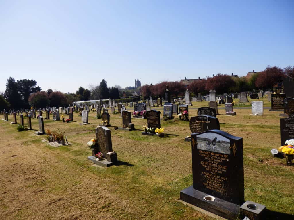 An image Sedgefield Cemetery across to the church