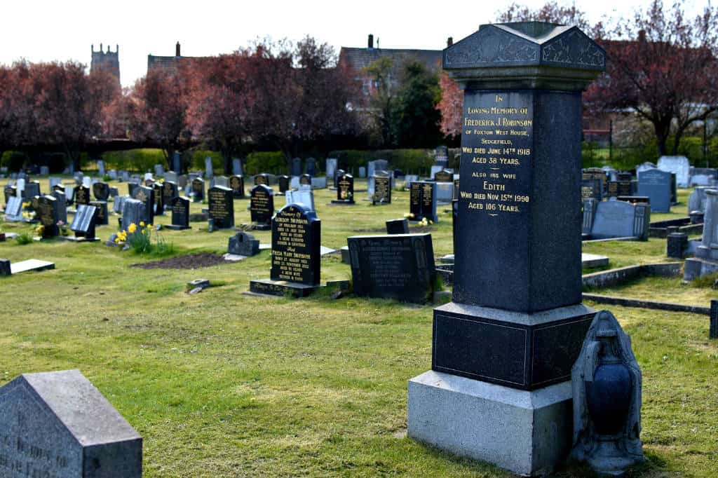 Image of a memorial within Sedgefield Cemetery.