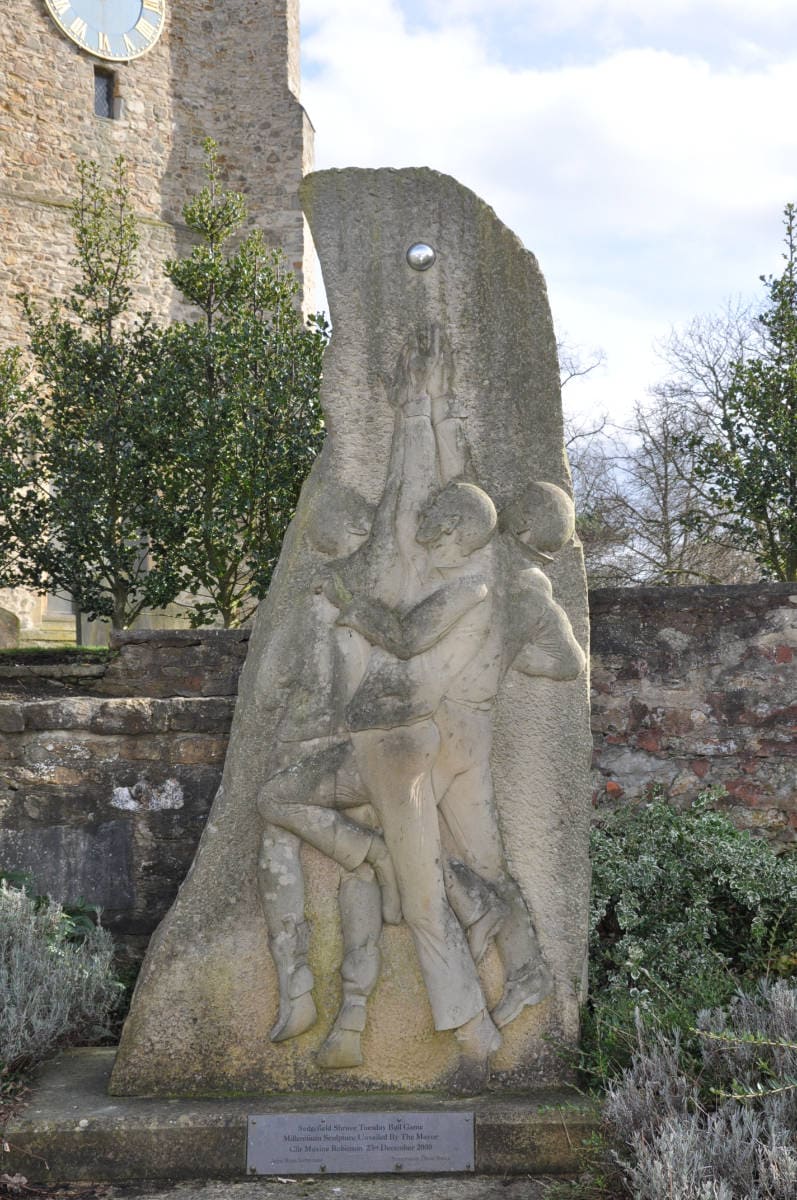 Notable landmarks in Sedgefield, the Ball Game Statue.