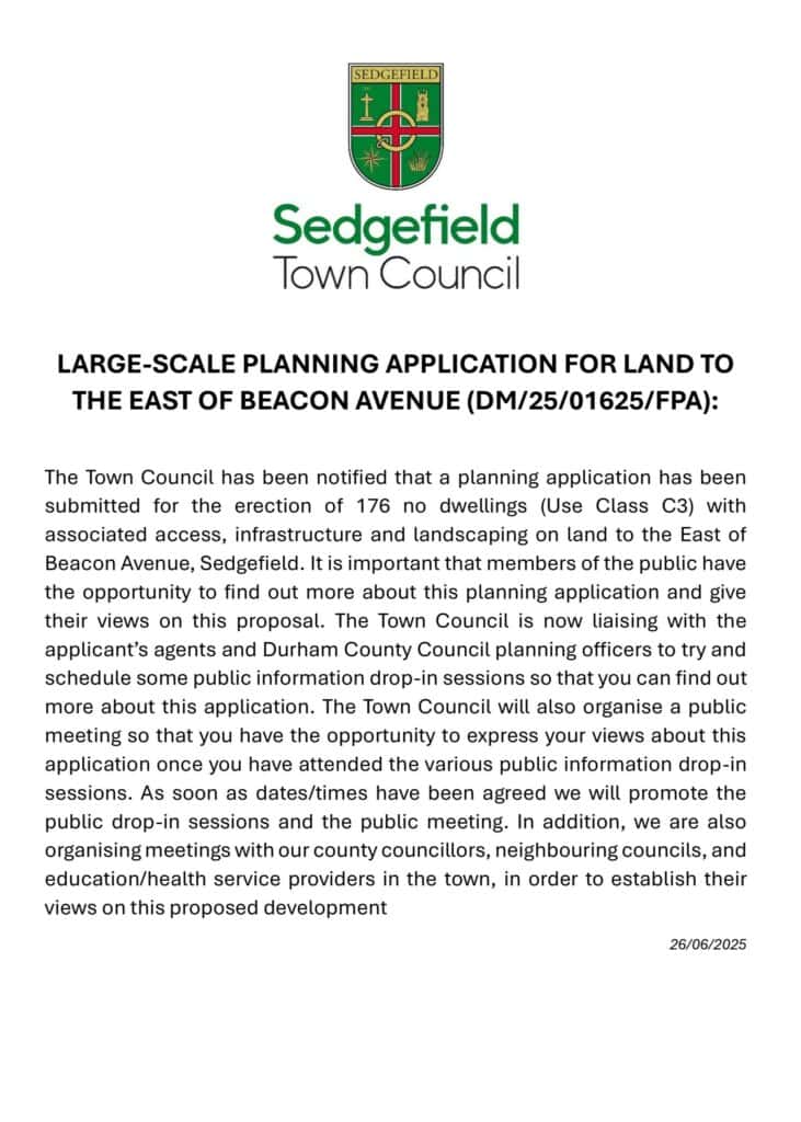 Public Statement 26 06 2025 Planning Application DM2501625FPA