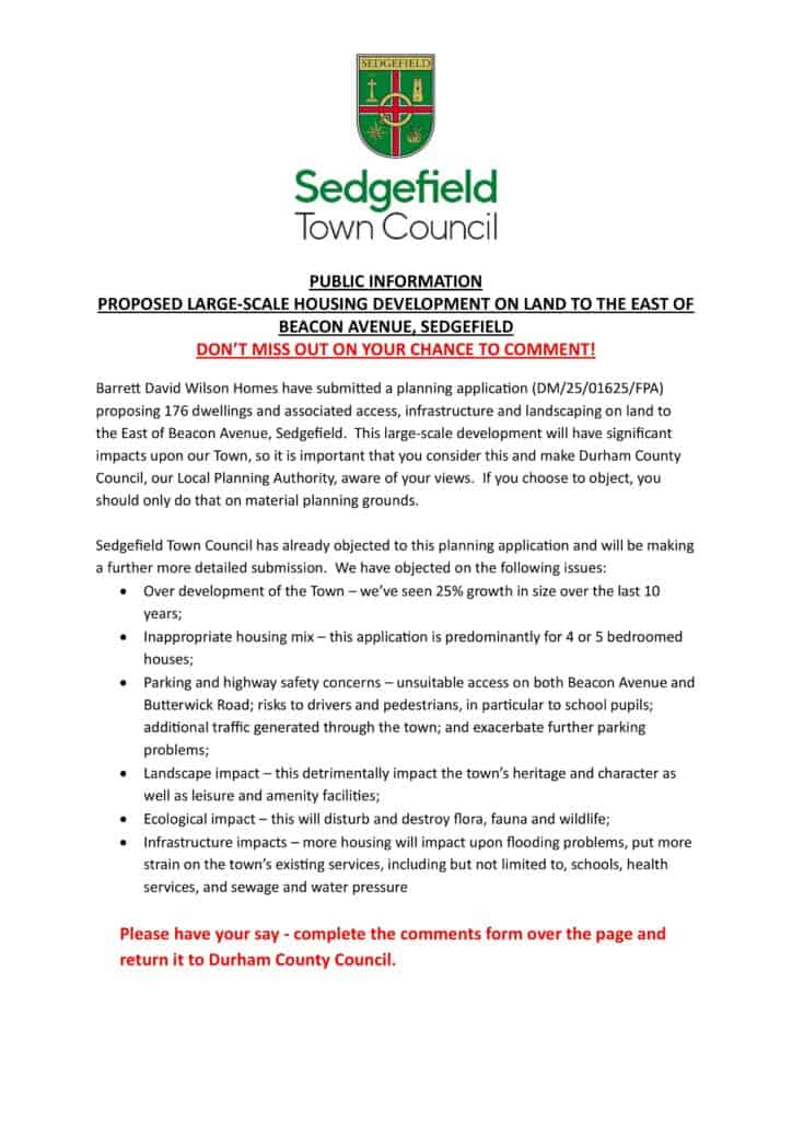 Public Statement 18 08 25 Planning Application DM2501625FPA Feedback Form 01